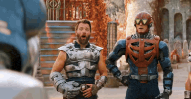Film version of Duncan (Man-at-Arms), Ram Man, Fisto and Mekaneck throwing their heads back and laughing